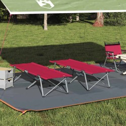 Lit de Détente Pliant Rouge Métal, Tissu Standard Pliable 