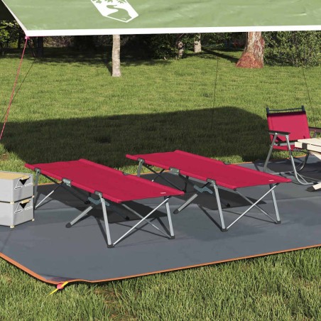Lit de Détente Pliant Rouge Métal, Tissu Standard Pliable 