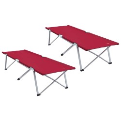 Lit de Détente Pliant Rouge Métal, Tissu Standard Pliable 