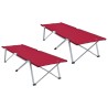 Lit de Détente Pliant Rouge Métal, Tissu Standard Pliable 
