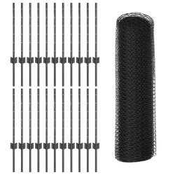 Poteaux de clôture 11 pcs U-Channel Gris 60 cm Acier 