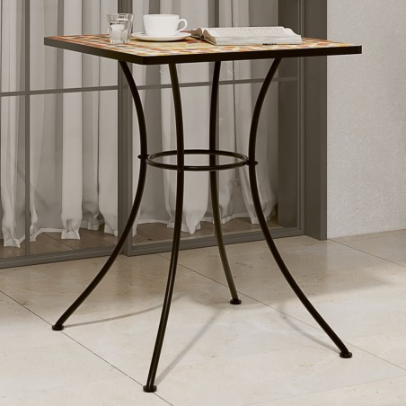 Table de bistro mosaïque terre cuite 60x60x74 cm céramique 