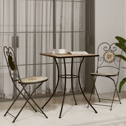 Table de bistro mosaïque terre cuite 60x60x74 cm céramique 