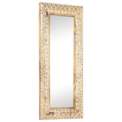 Miroir sculpté à la main 110x50x2,6 cm Bois de manguier solide 