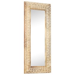 Miroir sculpté à la main 110x50x2,6 cm Bois de manguier solide 