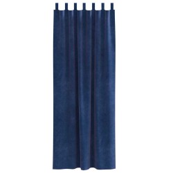 Rideaux occultants avec boucles de suspension 2 pcs Velours bleu foncé 