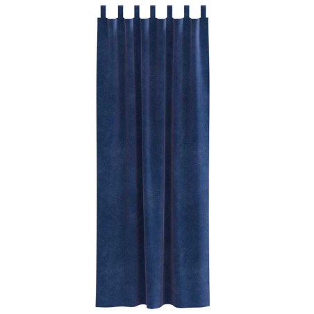 Rideaux occultants avec boucles de suspension 2 pcs Velours bleu foncé 