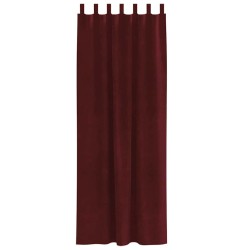 Rideaux occultants avec boucles de suspension 2 pcs Velours rouge vin 