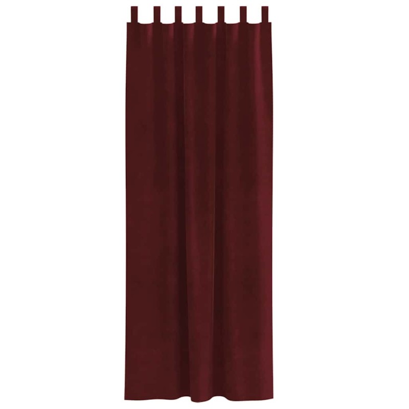 Rideaux occultants avec boucles de suspension 2 pcs Velours rouge vin 