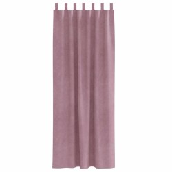 Rideaux occultants avec boucles de suspension 2 pcs Velours Rose Foncé 