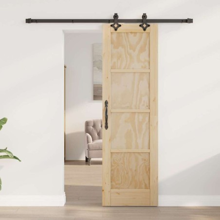 Porte coulissante avec kit de quincaillerie 61x198.5 cm en bois massif de pin 