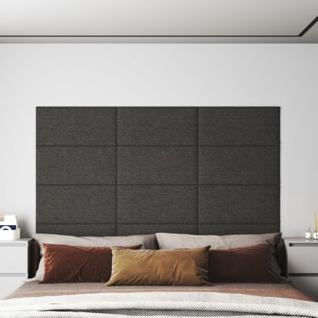 Panneaux muraux 12 pcs Gris foncé 60x30 cm Tissu 2,16 m² 