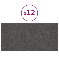 Panneaux muraux 12 pcs Gris foncé 60x30 cm Tissu 2,16 m² 