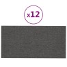 Panneaux muraux 12 pcs Gris foncé 60x30 cm Tissu 2,16 m² 