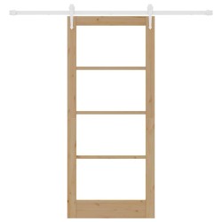 Porte Coulissante avec Matériel 86x198,5 cm Bois Massif Pin 