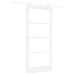 Porte coulissante avec quincaillerie blanche 93x202 cm en bois massif de pin 