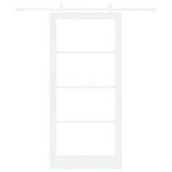 Porte coulissante avec quincaillerie blanche 93x202 cm en bois massif de pin 