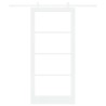 Porte coulissante avec quincaillerie blanche 93x202 cm en bois massif de pin 