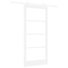 Porte coulissante avec quincaillerie blanche 93x202 cm en bois massif de pin 
