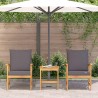 Ensemble de jardin 3 pièces avec coussins en bois d'acacia massif 