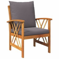 Ensemble de jardin 3 pièces avec coussins en bois d'acacia massif 