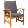 Ensemble de jardin 3 pièces avec coussins en bois d'acacia massif 