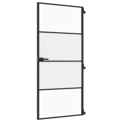 Porte intérieure mince noir 93x201,5 cm verre trempé aluminium 