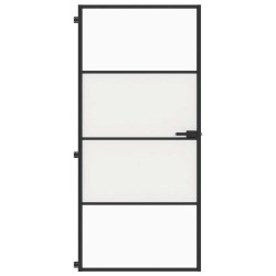 Porte intérieure mince noir 93x201,5 cm verre trempé aluminium 