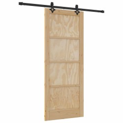 Porte Coulissante avec Kit de Quincaillerie 83x202 cm Bois Massif en Pin 