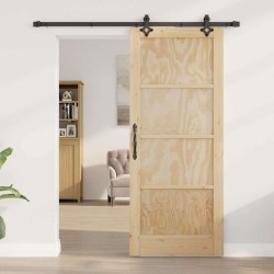 Porte Coulissante avec Kit de Quincaillerie 83x202 cm Bois Massif en Pin 