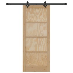 Porte Coulissante avec Kit de Quincaillerie 83x202 cm Bois Massif en Pin 