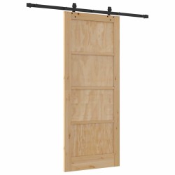 Porte Coulissante avec Kit de Quincaillerie 83x202 cm Bois Massif en Pin 