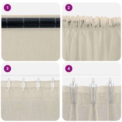 Rideaux avec des rideaux 2 pcs Sable 140 x 140 cm Polyester 