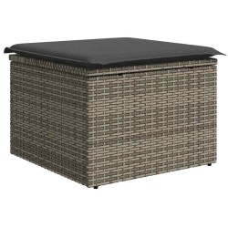 Ensemble de salon de jardin 4 pièces avec coussins en poly rotin gris 