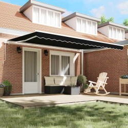Tissu de Remplacement d'Auvent pour Cadre de 4.5x3.5 m Noir 