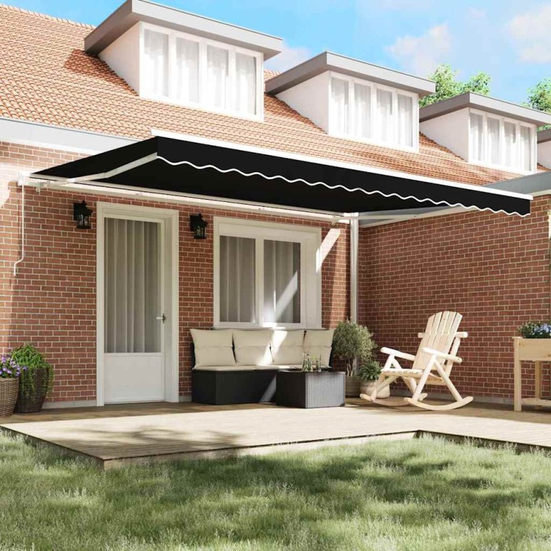 Tissu de Remplacement d'Auvent pour Cadre de 4.5x3.5 m Noir 