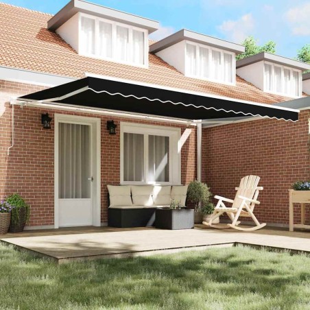 Tissu de Remplacement d'Auvent pour Cadre de 4.5x3.5 m Noir 