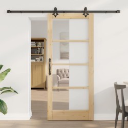 Porte Coulissante avec Ensemble de Matériel 86x198.5 cm en Bois Massif de Pin 