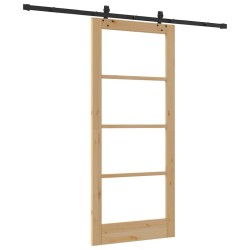 Porte Coulissante avec Ensemble de Matériel 86x198.5 cm en Bois Massif de Pin 