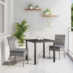 Set de jardin 3 pièces en rotin synthétique gris 