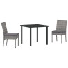 Set de jardin 3 pièces en rotin synthétique gris 