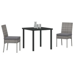 Set de jardin 3 pièces en rotin synthétique gris 