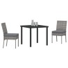 Set de jardin 3 pièces en rotin synthétique gris 