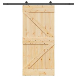 Porte coulissante et kit de quincaillerie 80x210 cm pin massif 