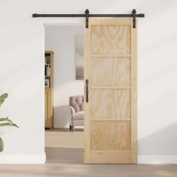 Porte Coulissante avec Kit Quincaillerie 73,5x198,5 cm Bois Massif Pin 