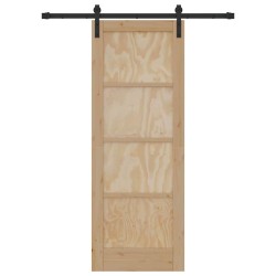 Porte Coulissante avec Kit Quincaillerie 73,5x198,5 cm Bois Massif Pin 