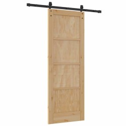 Porte Coulissante avec Kit Quincaillerie 73,5x198,5 cm Bois Massif Pin 
