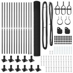 Clôture en fil soudé avec 13 poteaux flangés Gris 1.4x25 m Acier 