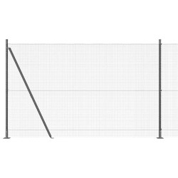 Clôture en fil soudé avec 13 poteaux flangés Gris 1.4x25 m Acier 