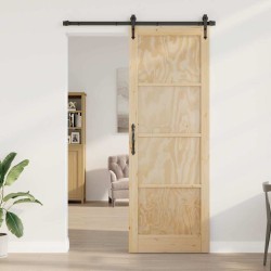 Porte coulissante avec kit de matériel 'ORKDAL'en bois de pin solide 